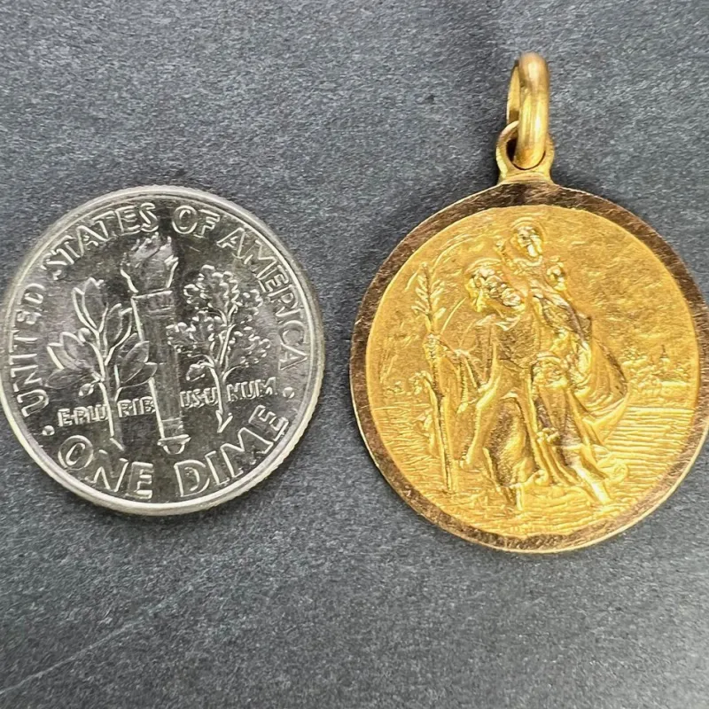Pamono Vintage Saint Christopher 18k Yellow Gold Charm Pendant, 1950s