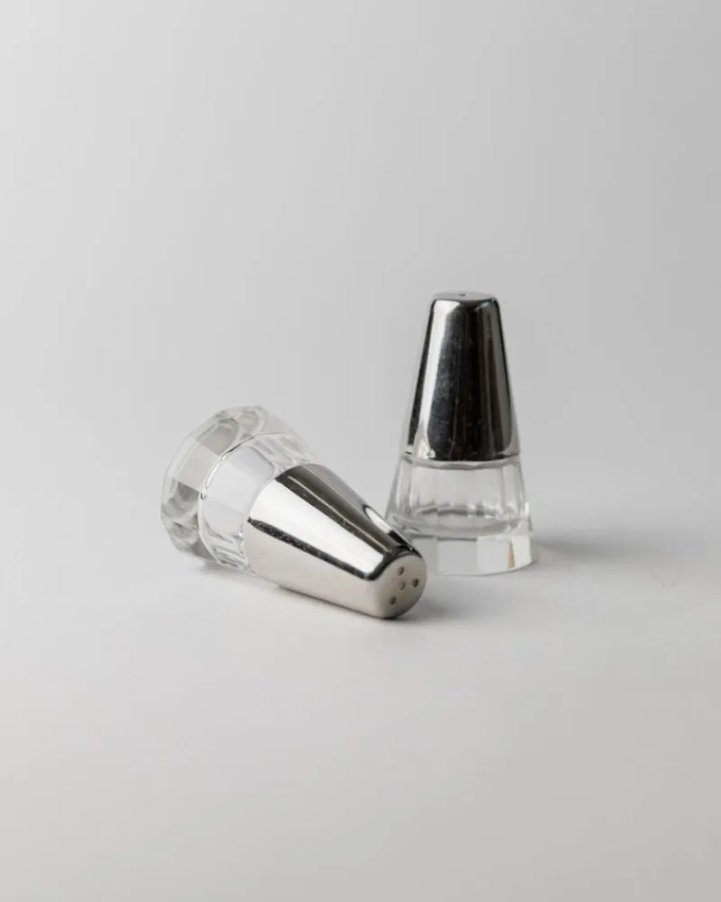 Pamono Vintage Salt and Pepper Shakers in Silver-Plated and Glass, 1950s, Set of 2> Salt & Pepper Shakers