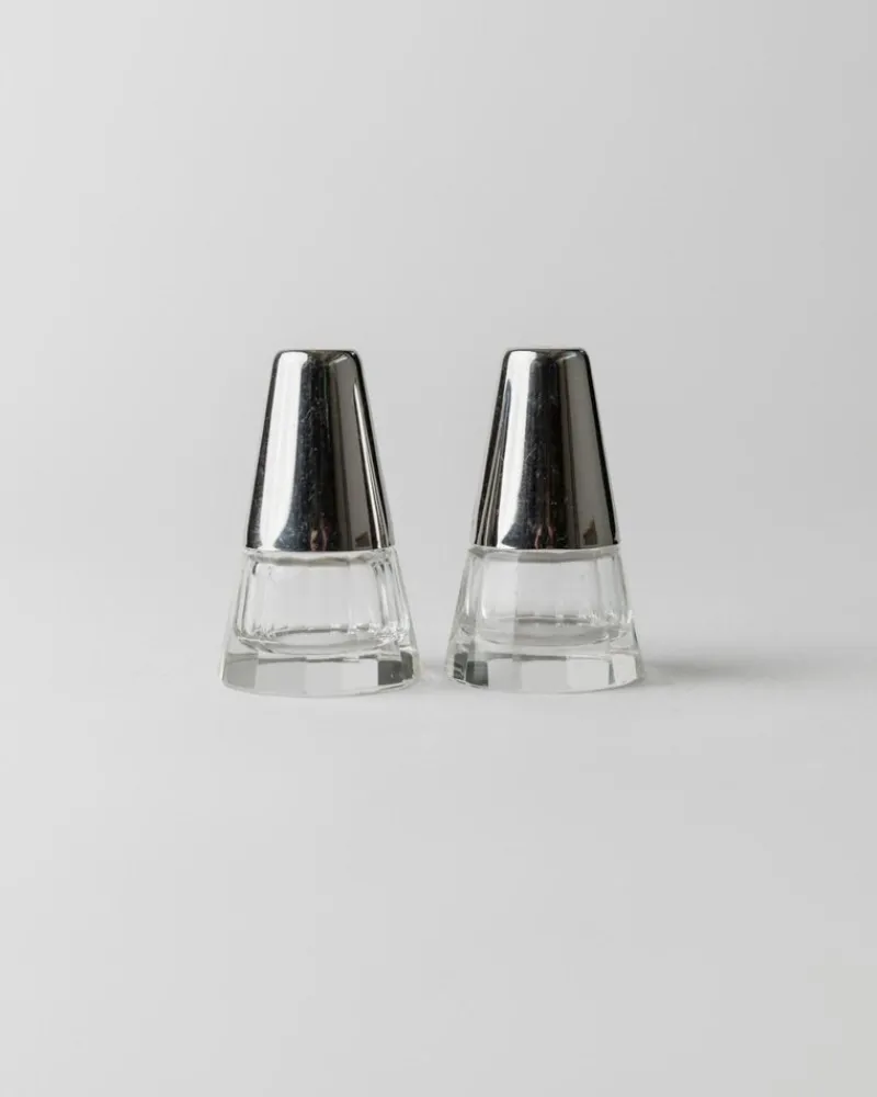 Pamono Vintage Salt and Pepper Shakers in Silver-Plated and Glass, 1950s, Set of 2> Salt & Pepper Shakers