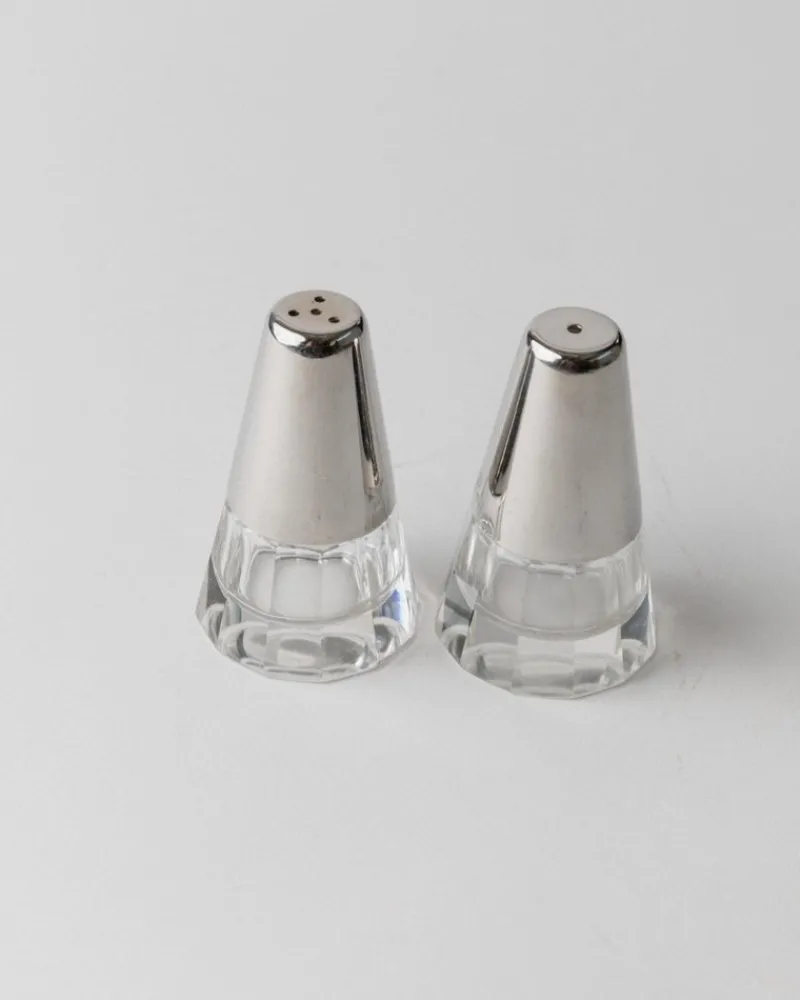 Pamono Vintage Salt and Pepper Shakers in Silver-Plated and Glass, 1950s, Set of 2> Salt & Pepper Shakers