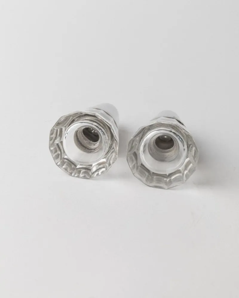Pamono Vintage Salt and Pepper Shakers in Silver-Plated and Glass, 1950s, Set of 2> Salt & Pepper Shakers