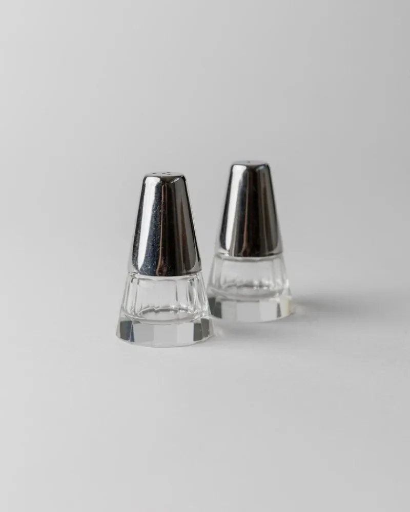 Pamono Vintage Salt and Pepper Shakers in Silver-Plated and Glass, 1950s, Set of 2> Salt & Pepper Shakers