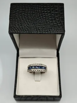 Pamono Vintage Sapphire Ring with Diamonds, 1970><noscript><img width=