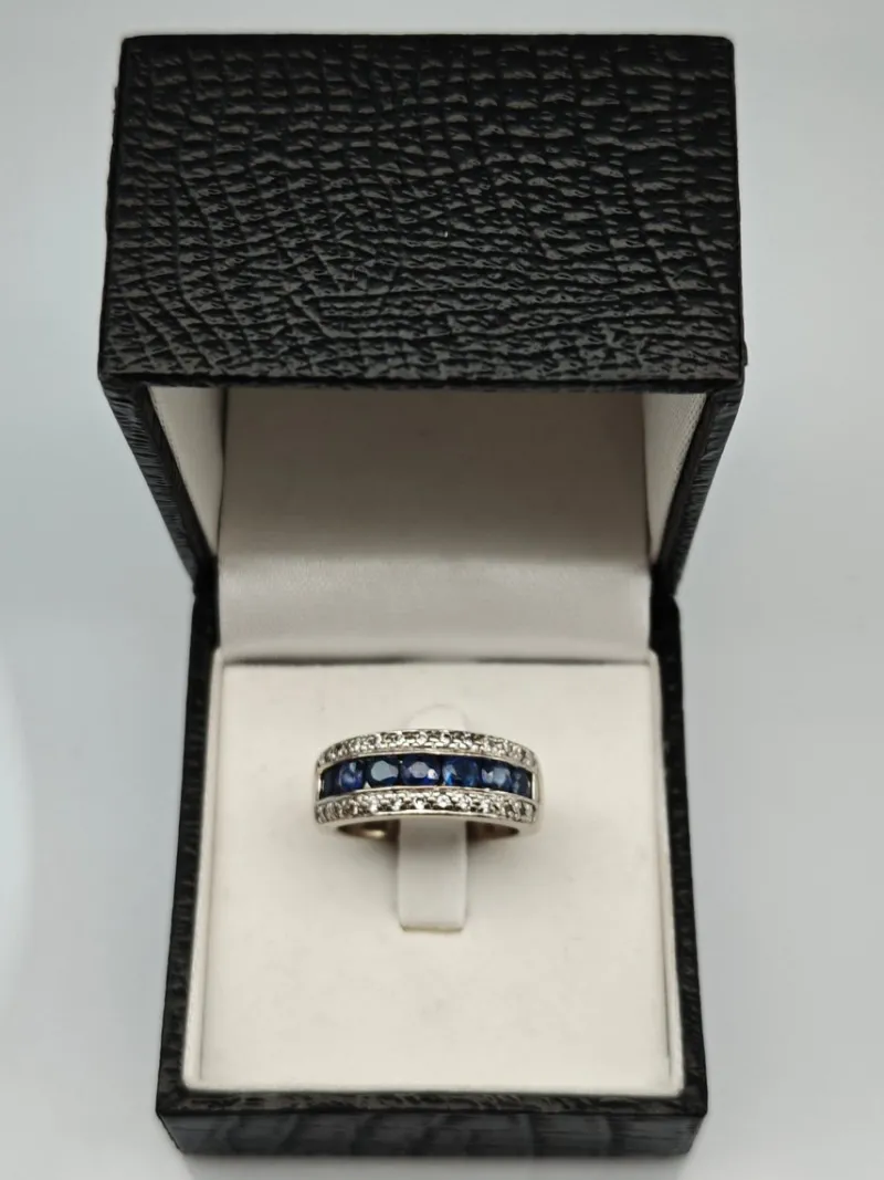 Pamono Vintage Sapphire Ring with Diamonds, 1970> Rings