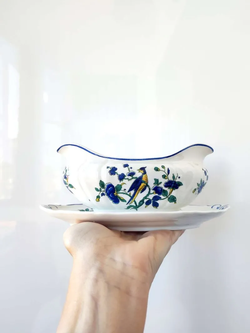 Pamono Vintage Sauceboat with Phoenix Blau Decoration from Villeroy & Boch, 1970s> Serving Dishes