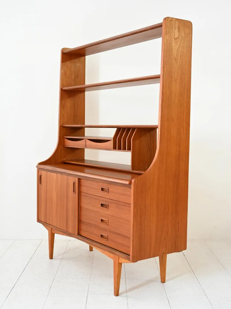 New Pamono Vintage Scandinavian Bookcase with Sideboard, 1950s