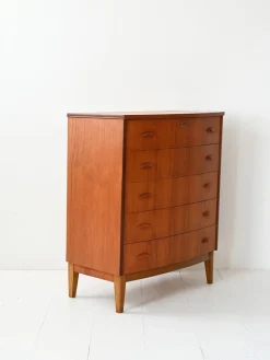 Pamono Vintage Scandinavian Chest of Drawers with Shell Handles, 1950s><noscript><img width=