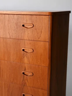 Pamono Vintage Scandinavian Flamed Teak Chest of Drawers, 1950s><noscript><img width=