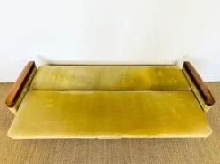 Sale Pamono Vintage Scandinavian Teak and Velvet Convertible Sofa and Armchair, 1960s, Set of 2
