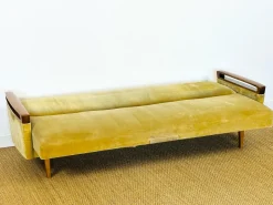 Sale Pamono Vintage Scandinavian Teak and Velvet Convertible Sofa and Armchair, 1960s, Set of 2