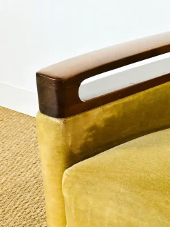 Sale Pamono Vintage Scandinavian Teak and Velvet Convertible Sofa and Armchair, 1960s, Set of 2
