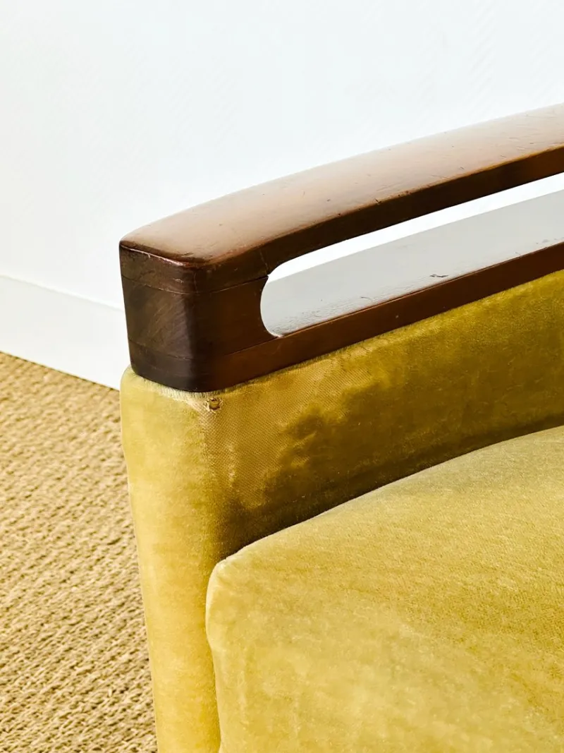 Sale Pamono Vintage Scandinavian Teak and Velvet Convertible Sofa and Armchair, 1960s, Set of 2