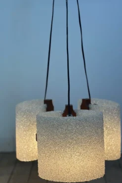 Pamono Vintage Scandinavian Teak and Acrylic Pendants, 1960s, Set of 2> Ceiling Lights