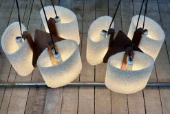 Pamono Vintage Scandinavian Teak and Acrylic Pendants, 1960s, Set of 2><noscript><img width=