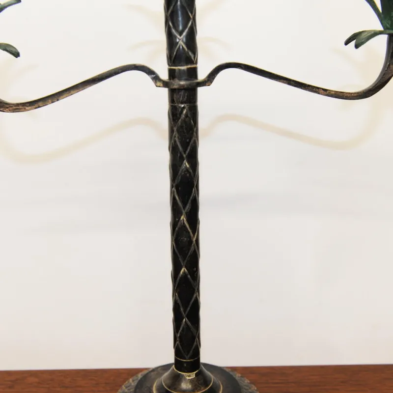 Hot Pamono Vintage Scored Metal Palm Tree Candelabras, 1980s, Set of 2