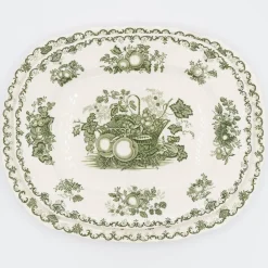 Pamono Vintage Serving Plates with Green Fruit Basket Decor from Masons, 1950s, Set of 2> Serving Dishes