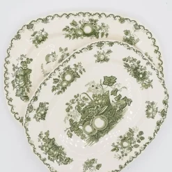 Pamono Vintage Serving Plates with Green Fruit Basket Decor from Masons, 1950s, Set of 2> Serving Dishes