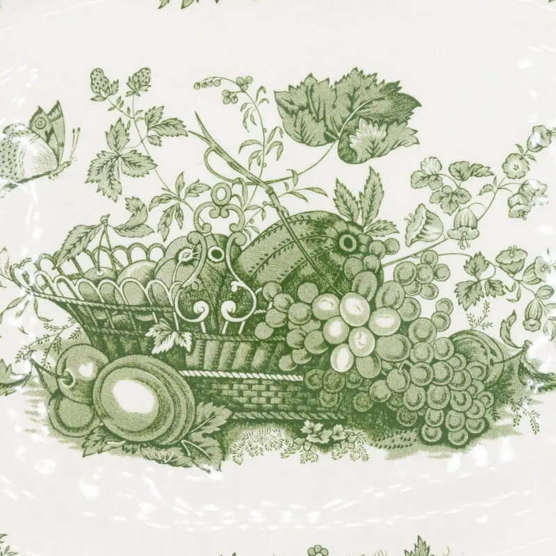 Pamono Vintage Serving Plates with Green Fruit Basket Decor from Masons, 1950s, Set of 2> Serving Dishes