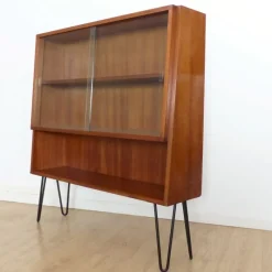 Discount Pamono Vintage Showcase Cabinet with Shelf and Glass Sliding Doors