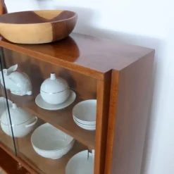 Discount Pamono Vintage Showcase Cabinet with Shelf and Glass Sliding Doors
