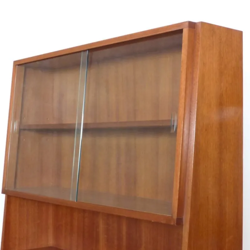Discount Pamono Vintage Showcase Cabinet with Shelf and Glass Sliding Doors