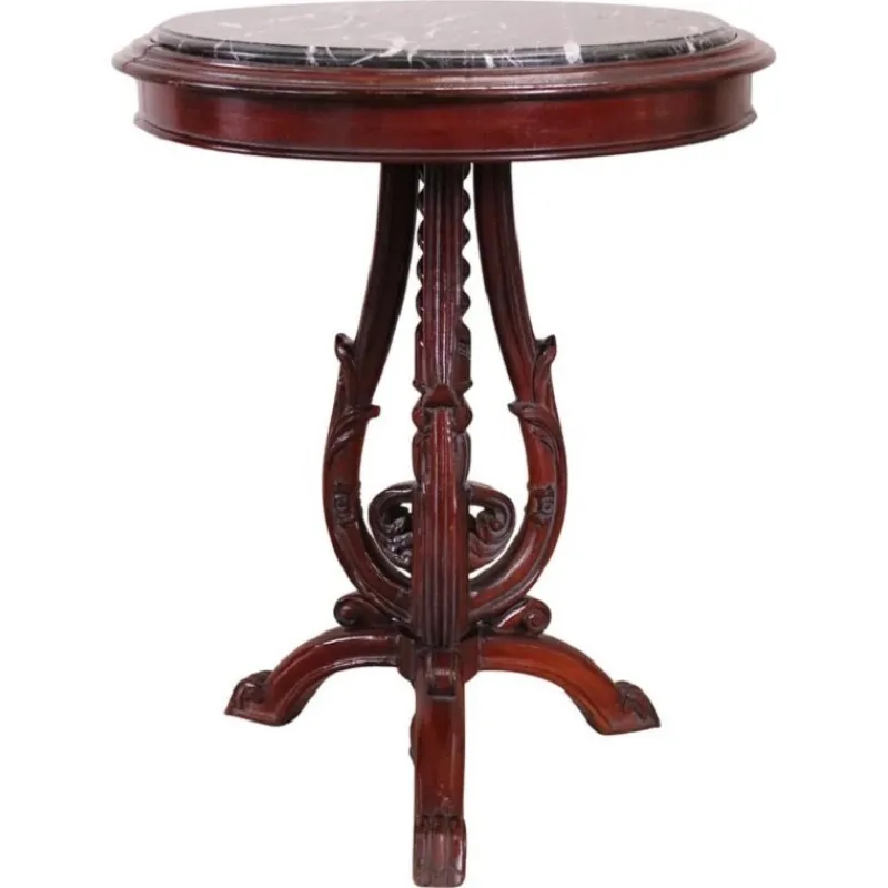 Pamono Vintage Side Table in Beech with Marble Top, 1980s> Coffee & Side Tables