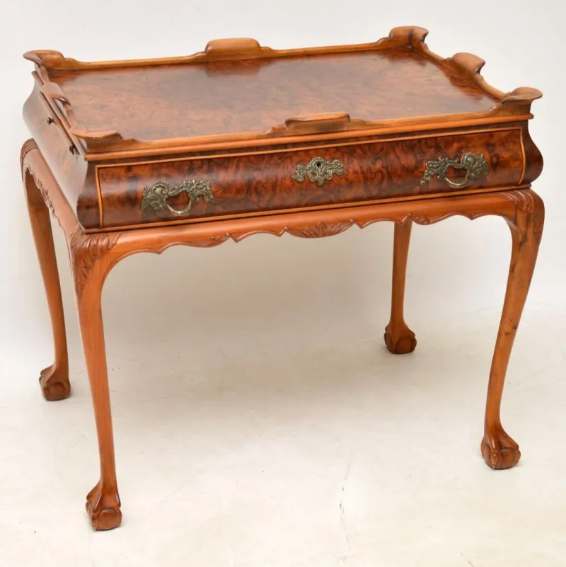 Pamono Vintage Side Table in Burr Walnut, 1920s> Coffee & Side Tables