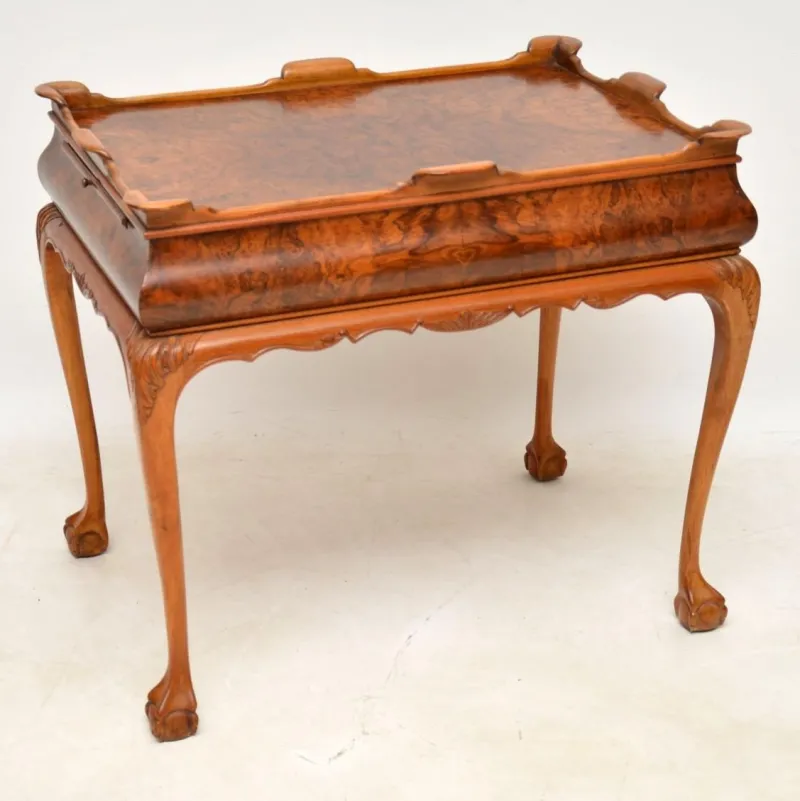 Pamono Vintage Side Table in Burr Walnut, 1920s> Coffee & Side Tables