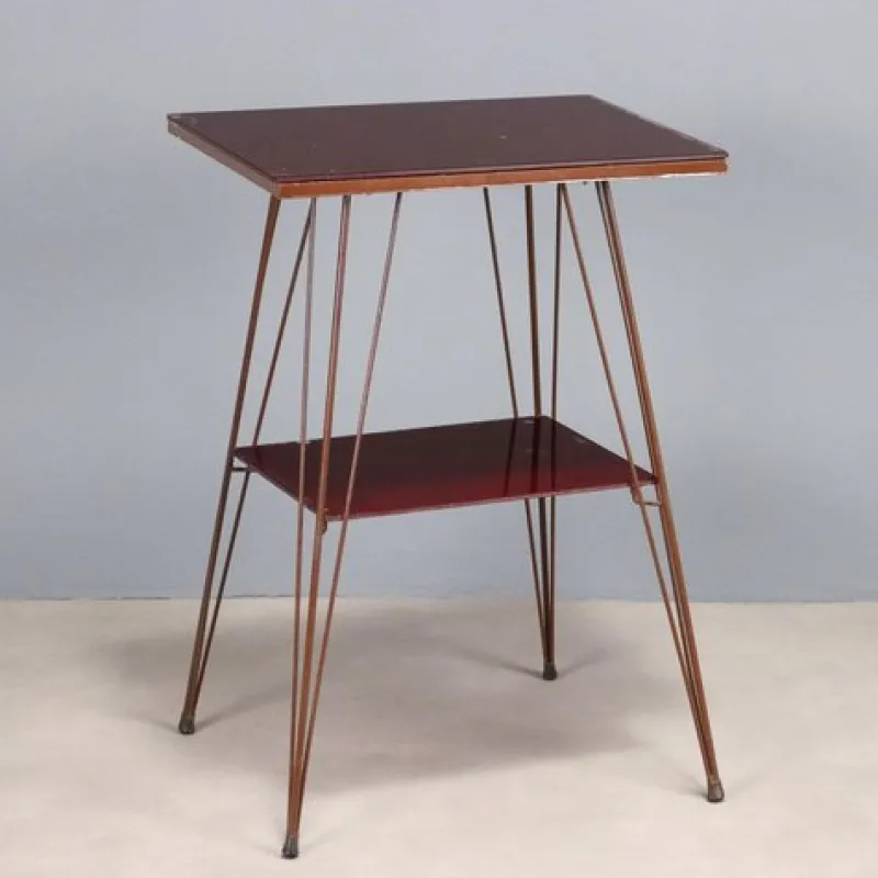 Discount Pamono Vintage Side Table with Metal Frame and Double Glass Top, 1960s