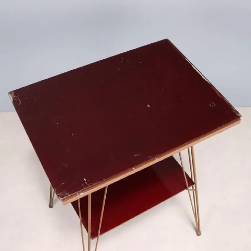 Discount Pamono Vintage Side Table with Metal Frame and Double Glass Top, 1960s