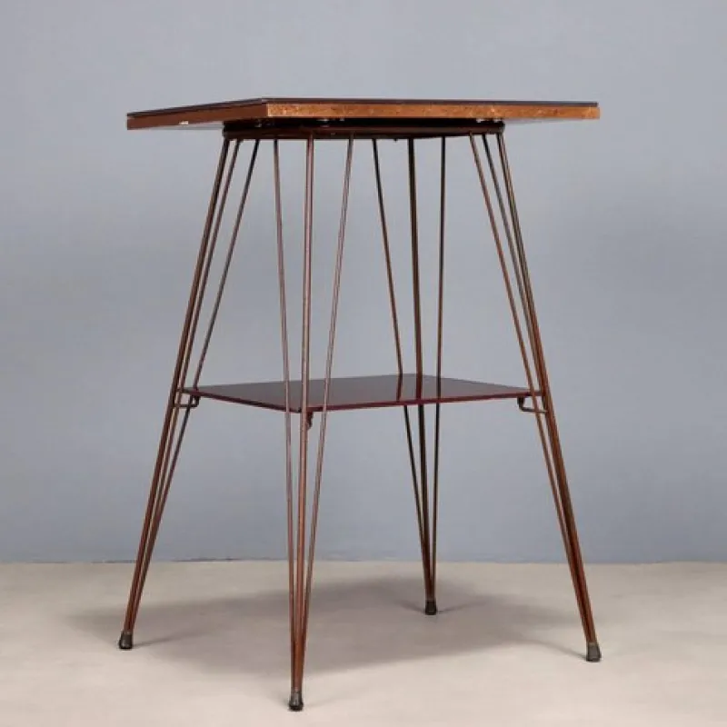 Discount Pamono Vintage Side Table with Metal Frame and Double Glass Top, 1960s