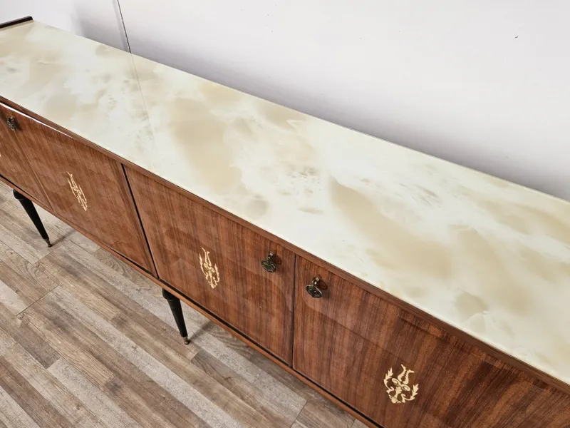 Pamono Vintage Sideboard in Mahogany with Glass Top, 1960