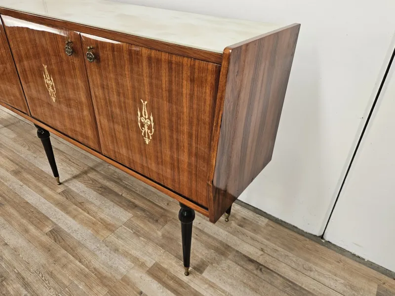 Pamono Vintage Sideboard in Mahogany with Glass Top, 1960