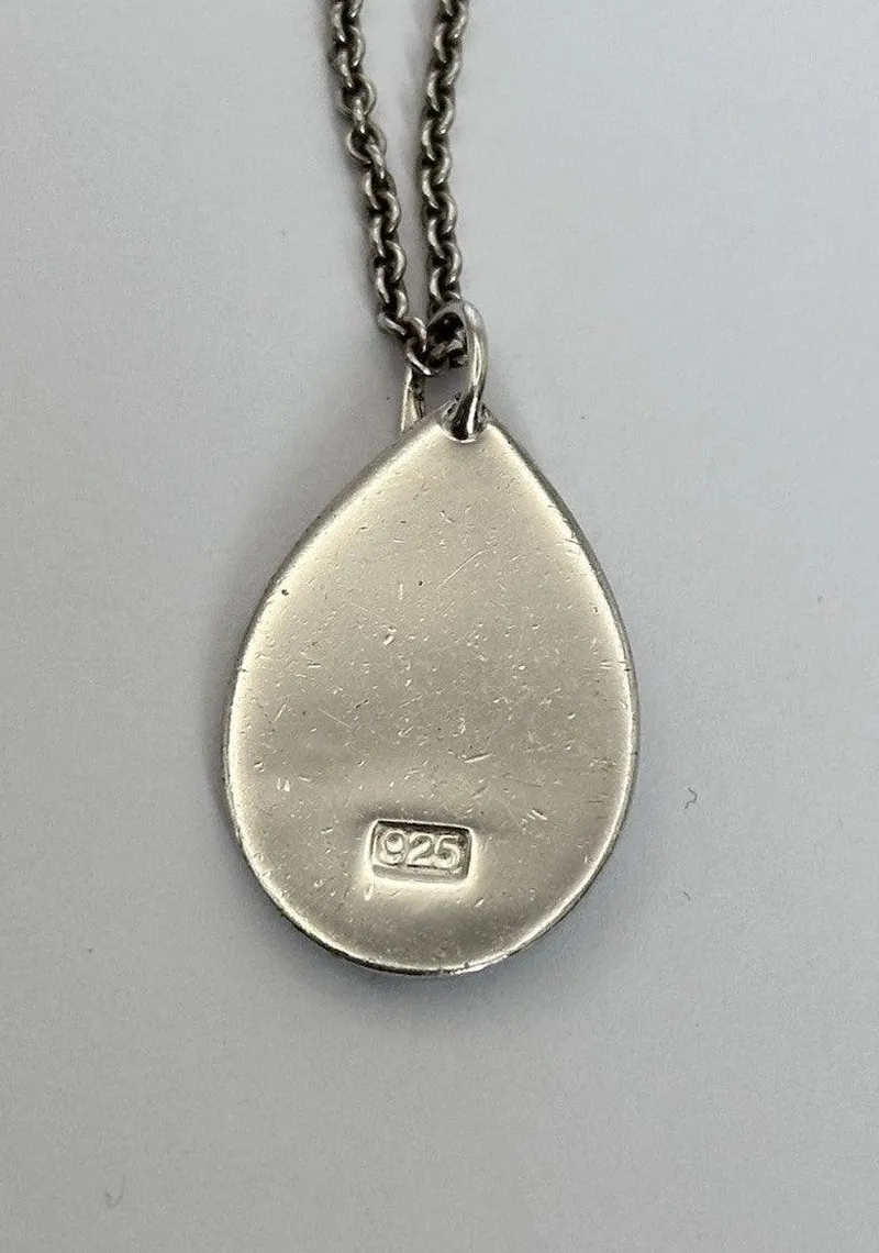 Pamono Vintage Silver 925 and Turquoise with Diamond Pendant Necklace> Necklaces