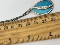 Pamono Vintage Silver 925 and Turquoise with Diamond Pendant Necklace><noscript><img width=
