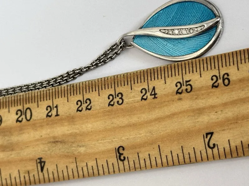 Pamono Vintage Silver 925 and Turquoise with Diamond Pendant Necklace> Necklaces