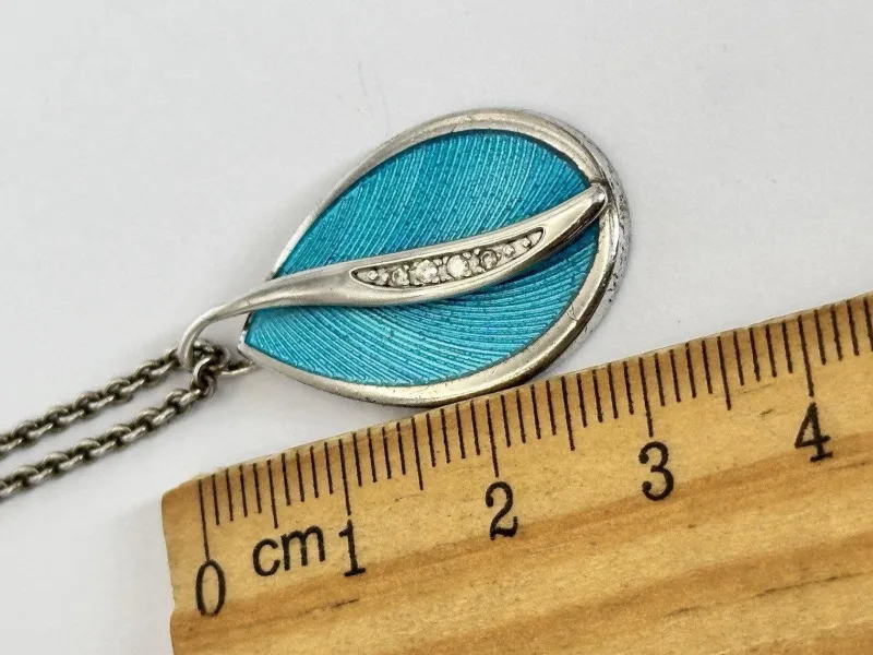 Pamono Vintage Silver 925 and Turquoise with Diamond Pendant Necklace> Necklaces