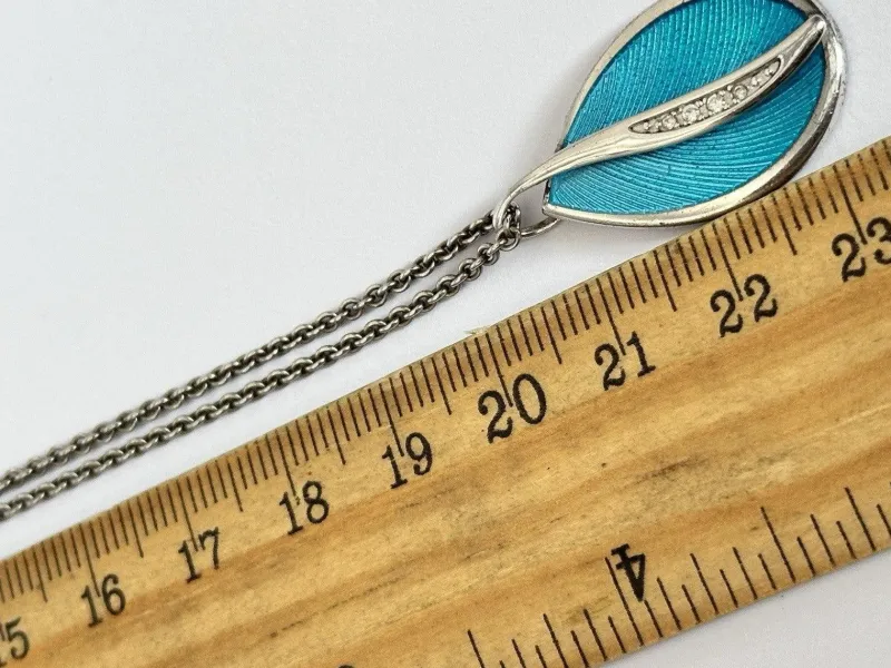 Pamono Vintage Silver 925 and Turquoise with Diamond Pendant Necklace> Necklaces