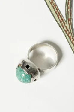 Pamono Vintage Silver and Amazonite Quartz Ring by Martti Viikinniemi, 1968