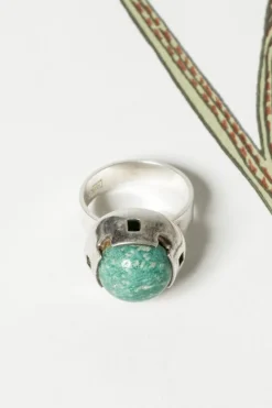 Pamono Vintage Silver and Amazonite Quartz Ring by Martti Viikinniemi, 1968