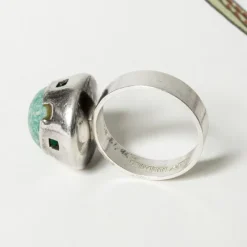 Pamono Vintage Silver and Amazonite Quartz Ring by Martti Viikinniemi, 1968