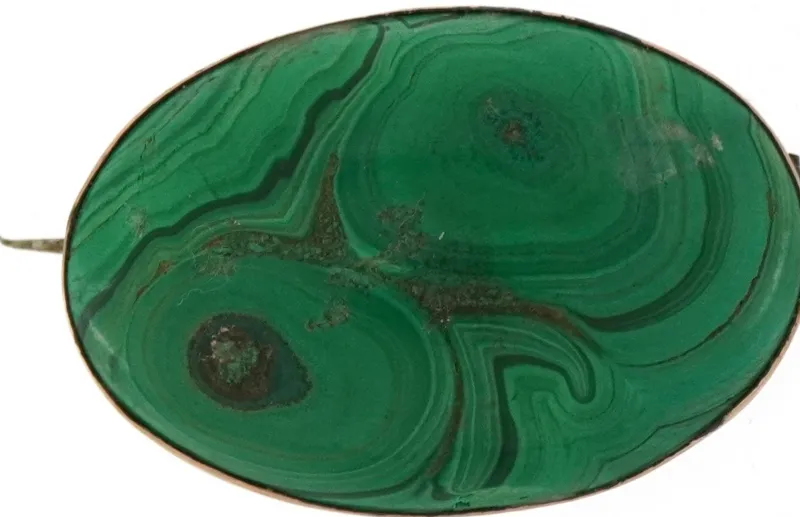 Clearance Pamono Vintage Silver and Cabochon Malachite Brooch, 1950s