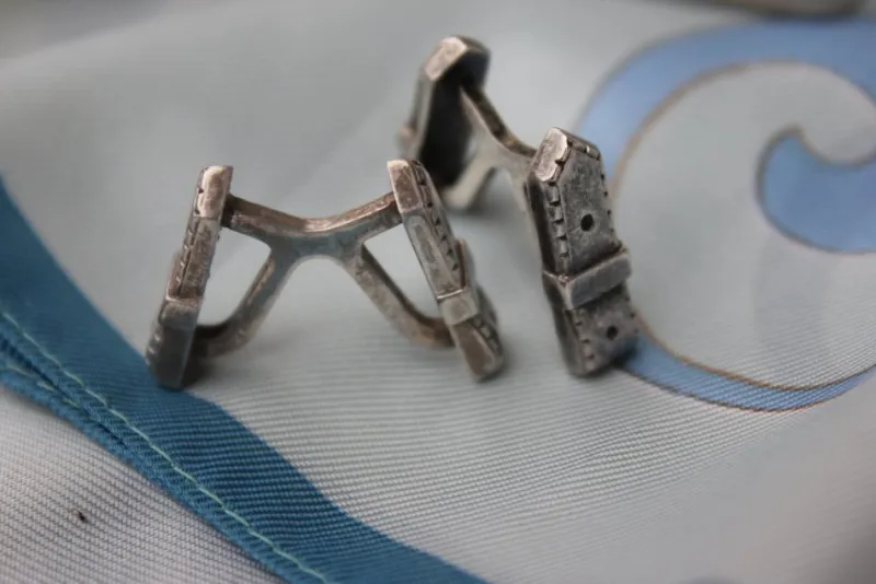 Hot Pamono Vintage Silver Cufflinks in Original Box from Hermes