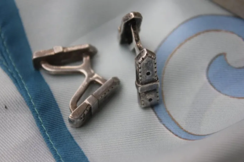 Hot Pamono Vintage Silver Cufflinks in Original Box from Hermes