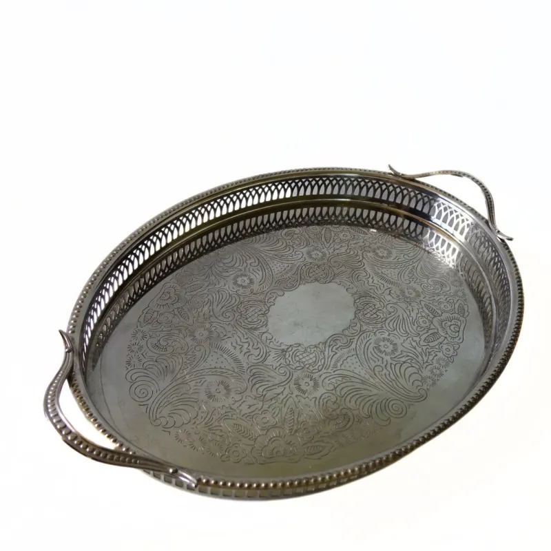Pamono Vintage Silver Plated Tray with Handles from Scandia Present, Sweden, 1950s> Trays