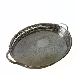Outlet Pamono Vintage Silver Plated Tray with Handles from Scandia Present, Sweden