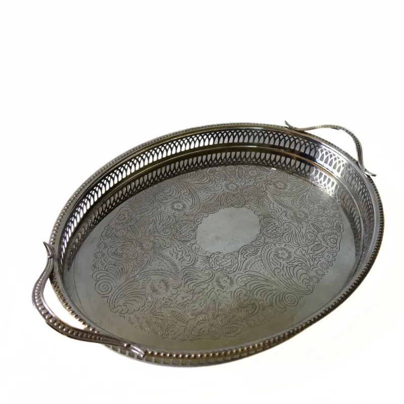 Outlet Pamono Vintage Silver Plated Tray with Handles from Scandia Present, Sweden