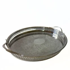 Outlet Pamono Vintage Silver Plated Tray with Handles from Scandia Present, Sweden