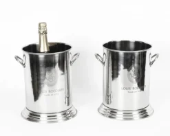 Pamono Vintage Silver-Plated Champagne Coolers by Louis Roederer, 1980s, Set of 2> Ice Buckets & Wine Coolers