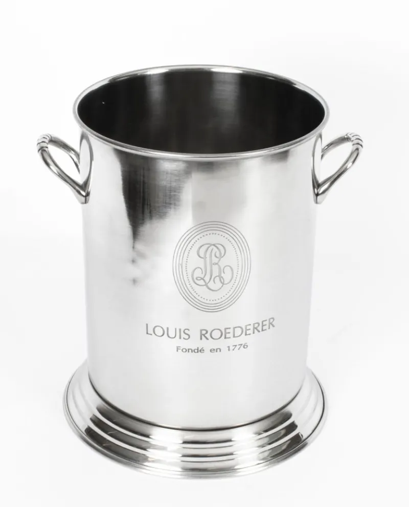 Pamono Vintage Silver-Plated Champagne Coolers by Louis Roederer, 1980s, Set of 2> Ice Buckets & Wine Coolers